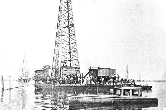 Oil Rig On Barge, Caddo Lake, Louisiana, 1911