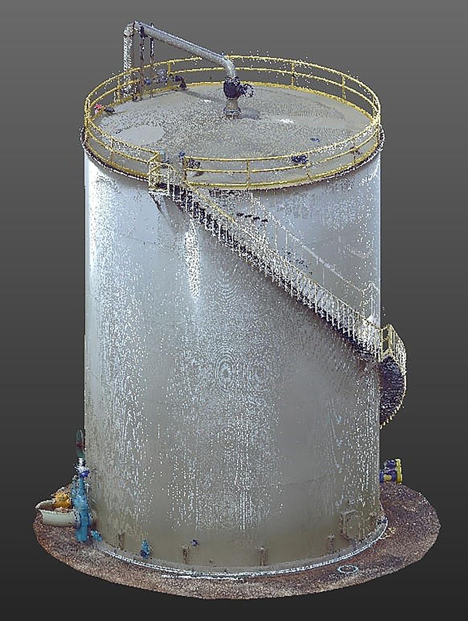 Improving Tank Maintenance 9 A finished point cloud provides detailed view of a storage tank. Laser scanning is used for both interior and exterior scans.