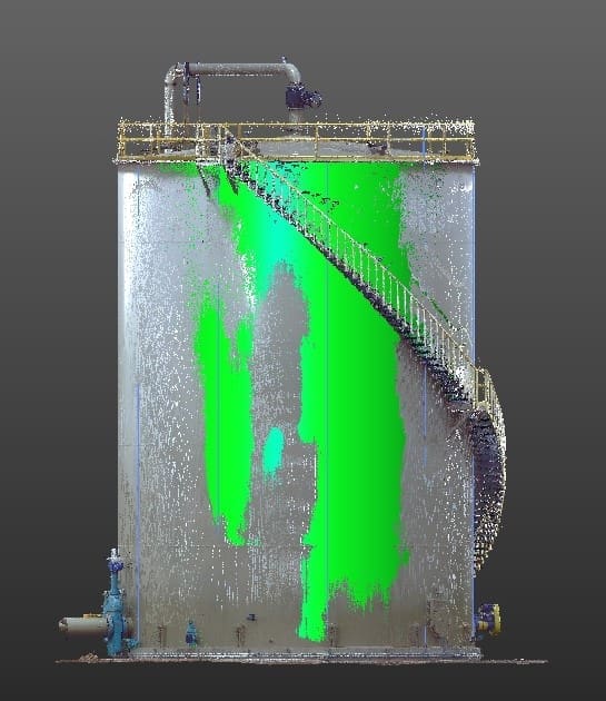 Improving Tank Maintenance 6 Storage tank exterior with comparison to a vertical cylinder reveals deformation.
