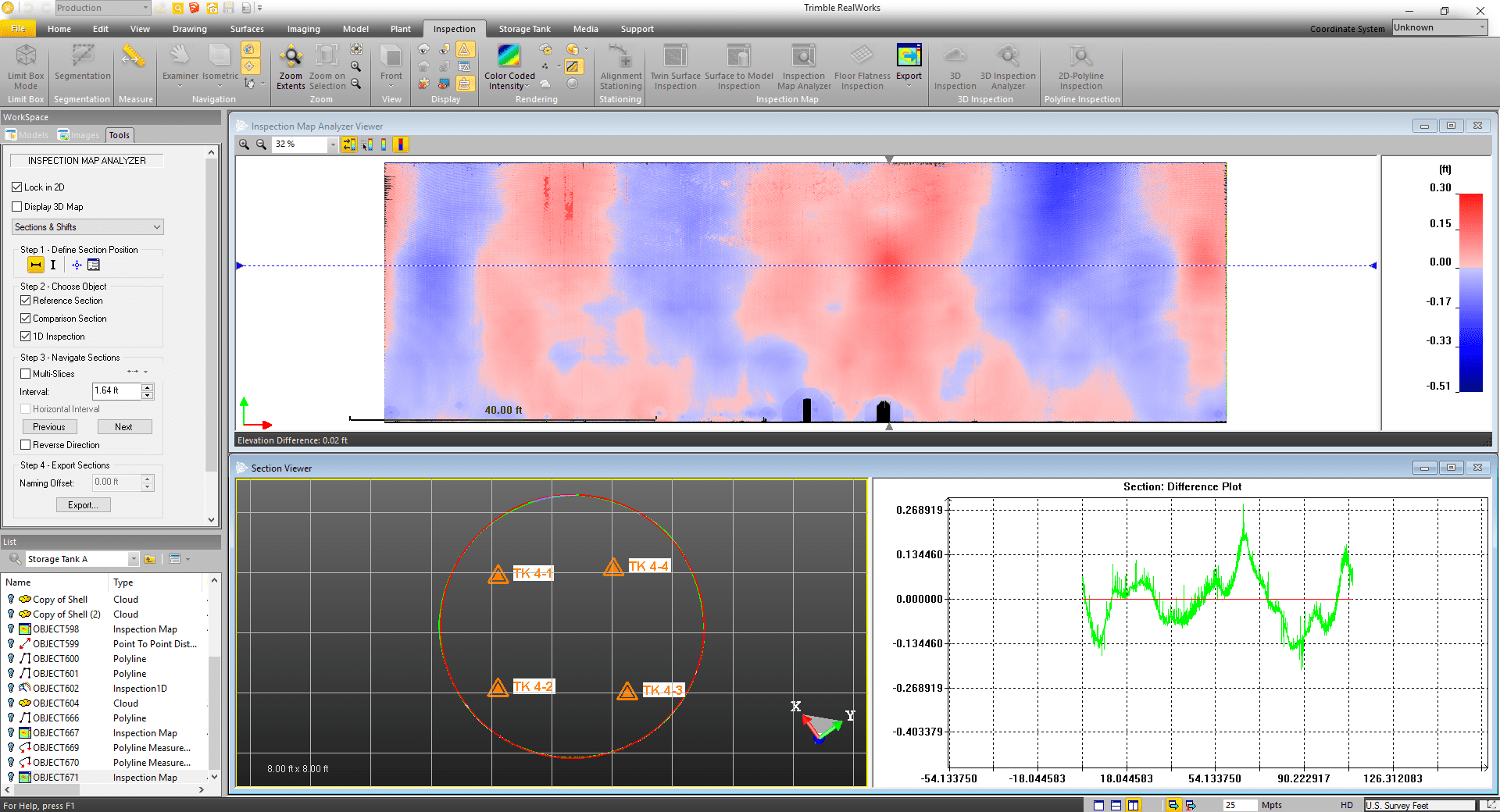 Improving Tank Maintenance 4 Software analysis tools locate deformation of tank shell or floor. The entire tank can be evaluated quickly.