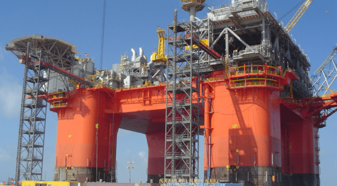 Offshore platform under construction. Flushing services occur at this stage and then on the commissioning side afterwards.