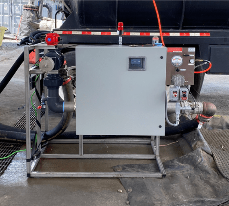 The HC-DETX in-line condensate detection system is an accurate system for detecting the presence of hydrocarbons in production water. It is capable of measuring condensate down to one PPM and will prevent condensate from contaminating trucks and fracs. Photos courtesy of Comtech Industries, Inc.