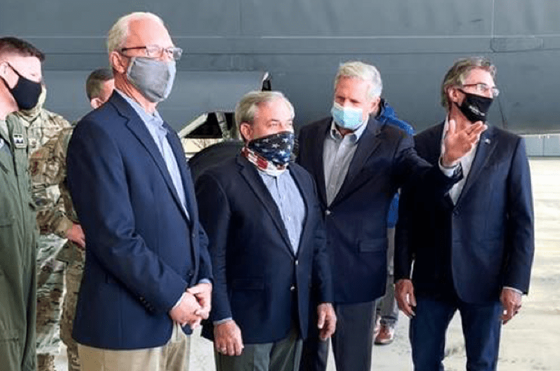 U.S. Senator Kevin Cramer (left), U.S. Secretary of Energy Dan Brouillette (middle left), U.S. Senator John Hoeven (middle right) and North Dakota Governor Doug Burgum (right)