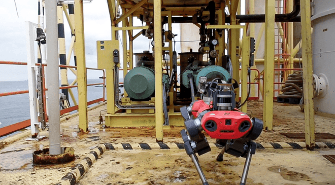 Innovations and Emerging Trends in Oilfield Robotics for Better Production 12 ANYmal C legged robot offshore inspection petronas. Photos courtesy of ANYbotics.