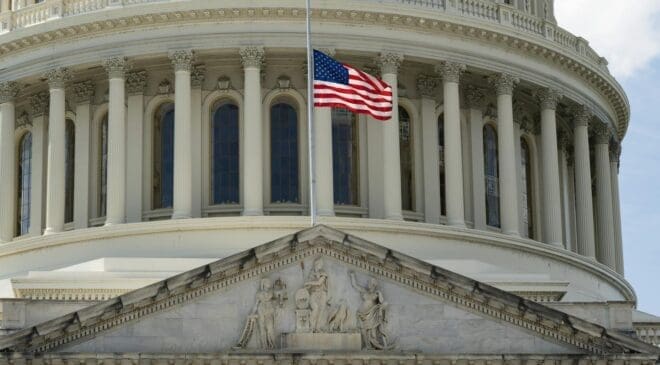 U.S. House Considers Legislation During Energy Week 5 US Capital Flag Half Mast