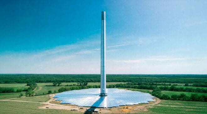 Engineers revisited a century-old energy idea — The Sun heats the air and a chimney turns it into electricity 6 solar chimney operating in daylight