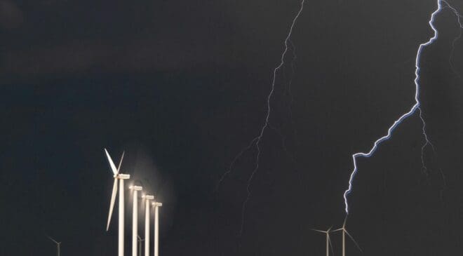 Researchers studying a wind turbine during a storm discovered it can ‘attract’ lightning by sending electrical discharges back up into the clouds 6 lightning striking near wind turbines