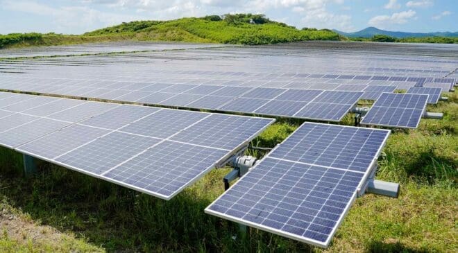 This solar plant ended up being taken over by archaeologists when they discovered it concealed a lost British city dating back 1,600 years, with wells, streets, and even buildings 50 solar plant on a green landscape