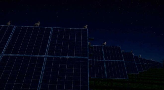 By day, this solar plant powers 1,500 homes. By night, it becomes a refuge for one of Europe’s rarest birds and may be helping save it from extinction 41 Birds sitting on solar panels