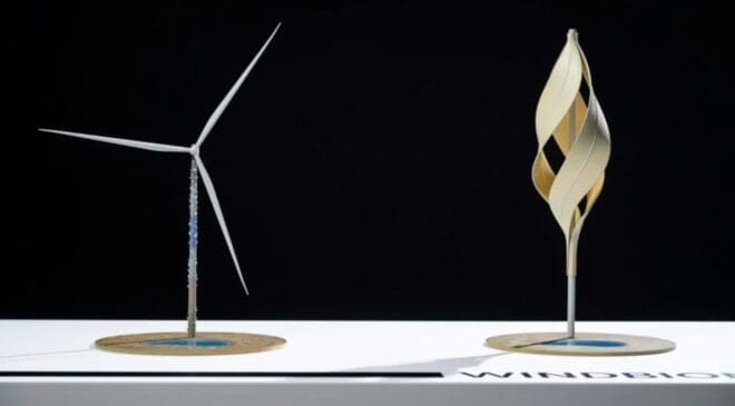 Engineers built a strange golden “tulip” whose petals chase the wind like a turbine while quietly pulling water from the air at the same time 19 wind bioma and wind bloom prototypes