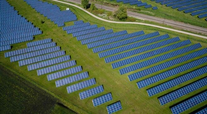 RWE is turning Germany's Hambach coal mine into a solar and battery energy hub while local municipalities invest in the project 36 Solar plant