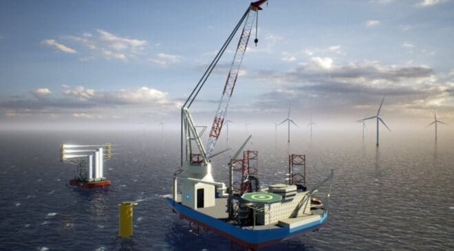 A colossal ship with giant legs is heading to Long Island to install 138 wind turbines capable of powering two cities the size of San Francisco 30 ship installing offshore wind turbines