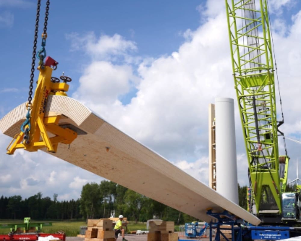 It looks like a Nordic building, but it’s actually a 492-foot-tall wooden wind turbine that absorbs its own vibrations and reduces noise 2 0823 Modvion 1536x1024 1