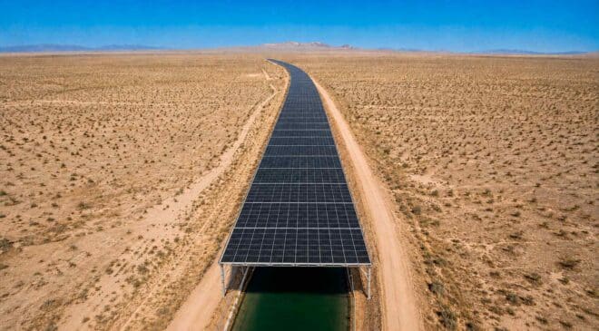 California spent $20 million covering canals with solar panels and got back far more than electricity 49 water canal covered with solar panels