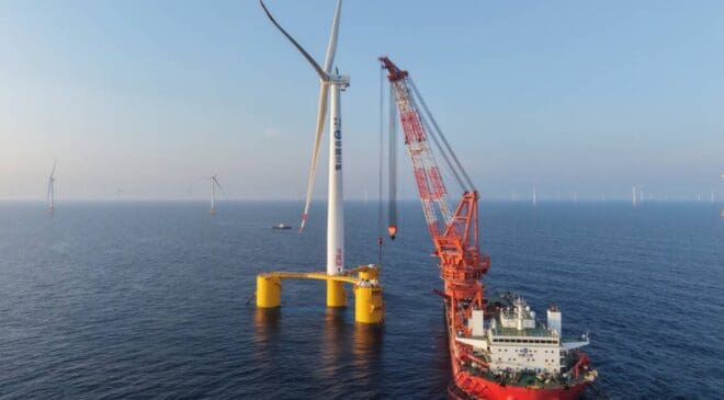 China deploys the world's largest floating wind turbine in deep water — and it's built to survive Category 5 hurricanes 48 offshore wind turbine being installed