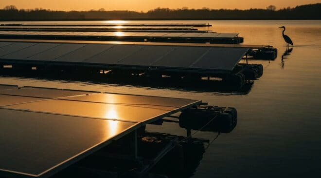 Solar panels were laid across a quiet reservoir, and the world beneath the water slowly began to do something no one had planned for 39 Solar panels quiet reservoir