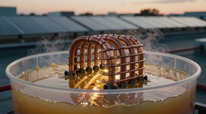 Engineers wrapped a simple metal corkscrew around a pipe, and the wax surrounding it began storing and releasing solar heat far faster than before 18 Solar