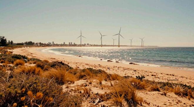 Australia's untapped coastal sea breezes quietly surge to their peak at the exact moment millions of air conditioners switch on across the country's hottest summer afternoons 10 Australia, wind turbines