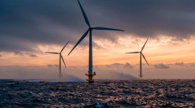 A floating wind turbine rocked with the waves, and the turbine behind it produced up to 26% more power while absorbing new fatigue loads 12 11. GES A floating wind turbine rocked with the waves and