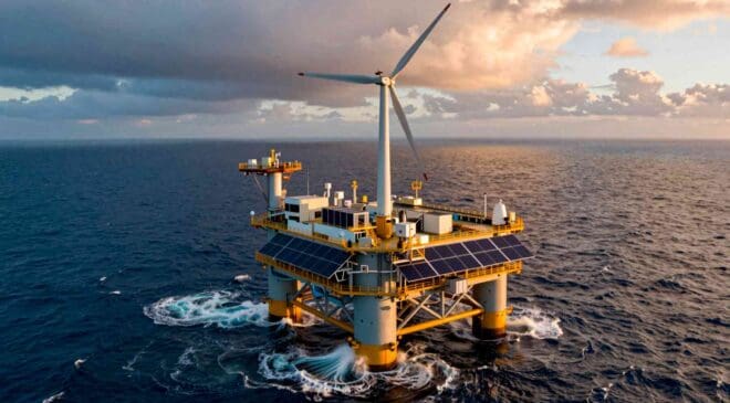 Researchers find hybrid offshore platforms combining solar, wind, and wave energy achieve capacity factors up to 45% and lower electricity costs than single-source systems 7 17. INTERNAL Mixing solar wind and wave power on a single offshore platform could make ocean energy cheaper and more reliable than any one source alone