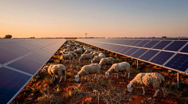 A Texas rancher sent sheep beneath rows of solar panels and discovered they could mow the grass, cut costs, and keep the land working as a farm 48 8. GES A Texas rancher sent sheep beneath rows of