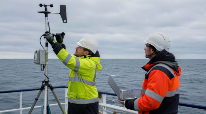 In New York, six ocean sites were auctioned before a single turbine was installed, and now companies have to find out whether there is enough wind to build them at all 44 measuring offshore wind for future turbine installations