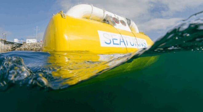 A giant rolling cylinder is turning ocean waves into electricity in France while an electromagnetic shield keeps dolphins and seals safe 19 eco-friendly ocean wave rotating cylinder device