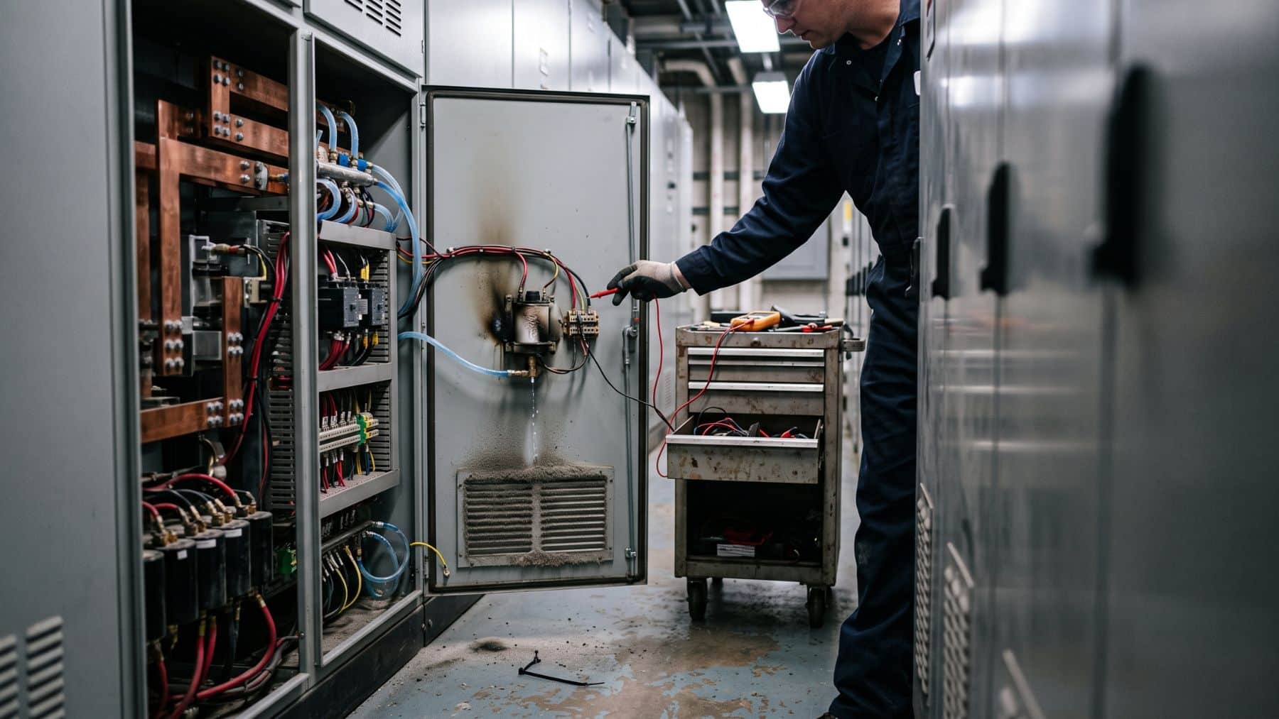 Drive cabinets that control the recirculation pumps inside a reactor building