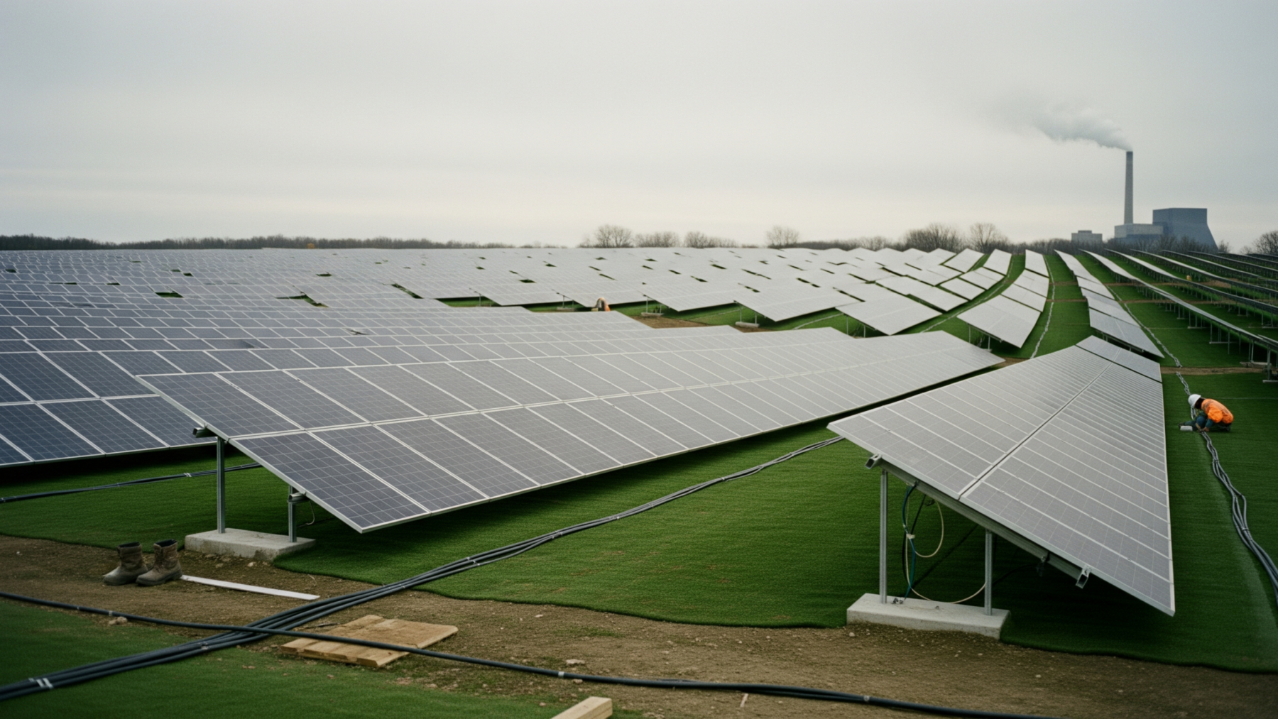 TVA is pressing 240,000 solar panels onto 270 acres of Kentucky coal ash, and the thin synthetic turf layer that seals the poisoned ground is why the site can finally face the sun