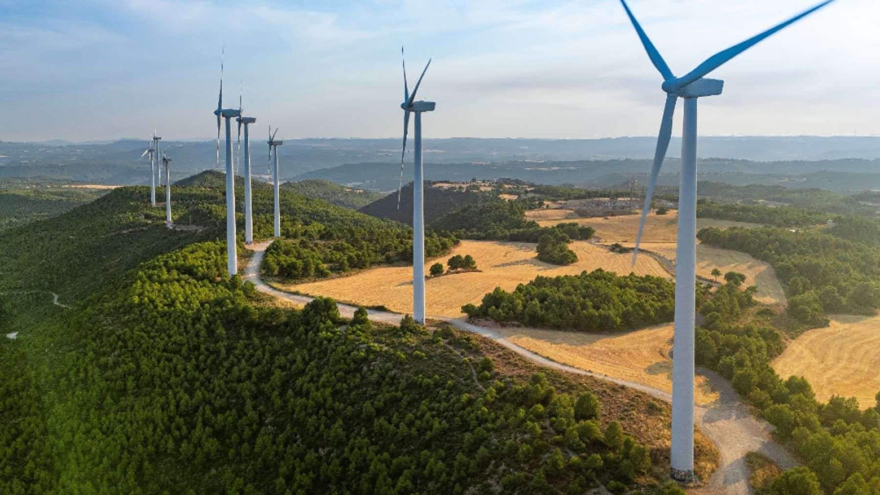 giant wind turbines in Moray, Scotland