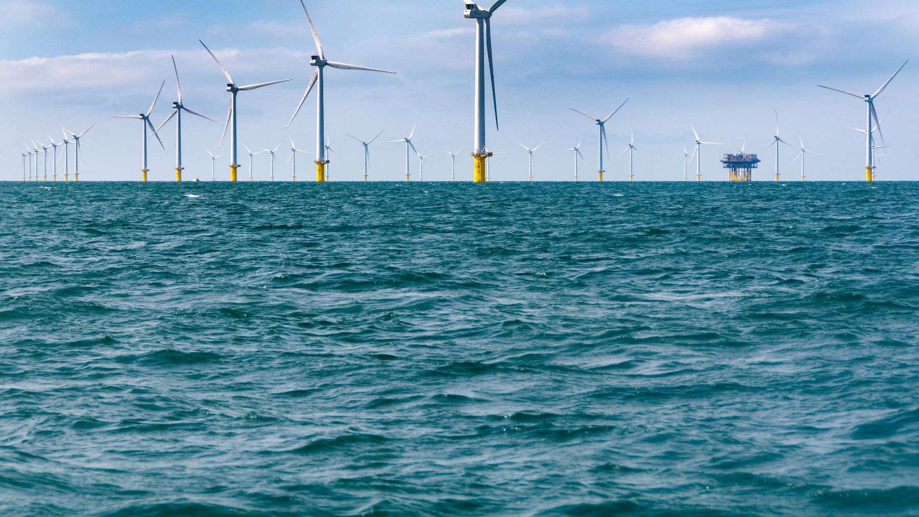 massive wind farm with several turbines