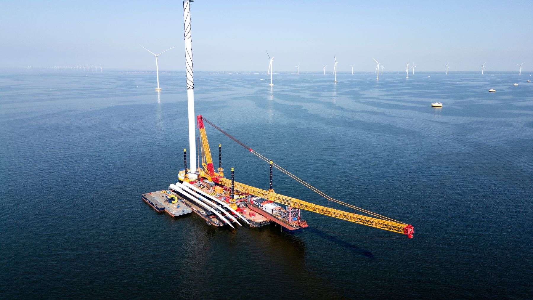 wind turbines being installed at refinery peninsula