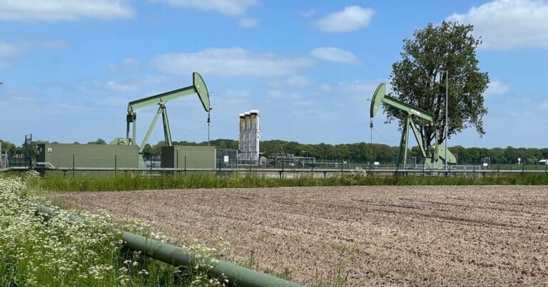 Pump jack at the restarted Schoonebeek oil field in the Netherlands, every well europe