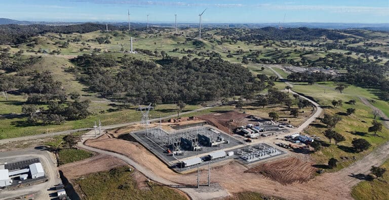 Near Wellington, New South Wales, a 330 kilovolt substation built for 69 turbines switched on for the first time this October, clearing the way for 414 MW to reach the grid